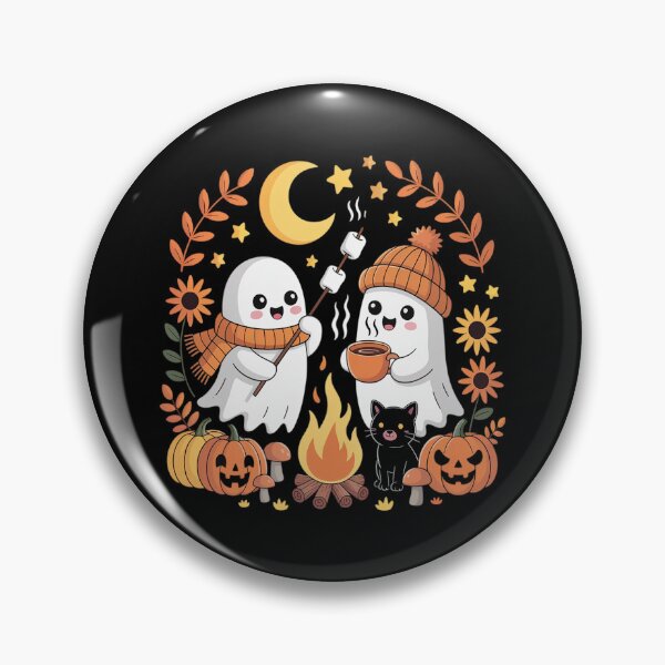 Item preview, Retro Cozy Camping Halloween Cute Boo Ghost Fall Campfire designed and sold by imsamaharem.
