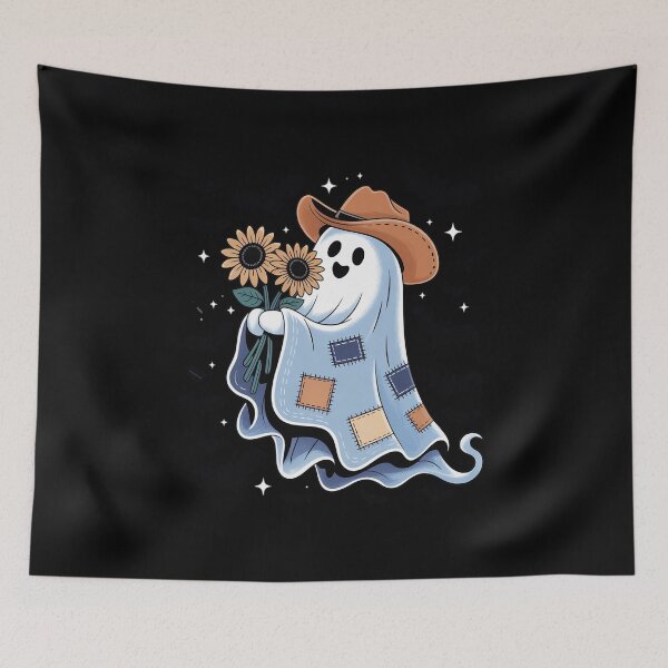 Item preview, Retro Halloween Blue Denim Cowgirl Ghost Howdy Western designed and sold by countntenov.