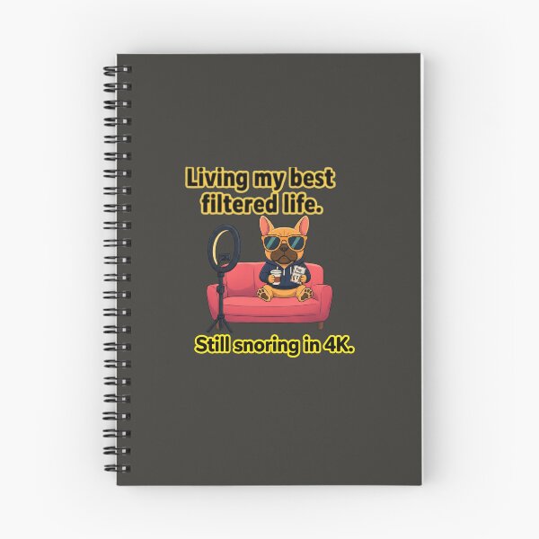 Item preview, Funny French Bulldog Influencer Shirt - Living My Best Filtered LFunny Frenchie Influencer - Living My Best Filtered Life - 4K Snoring designed and sold by Pulse & Paws | Pop Culture Tees and Stickers.