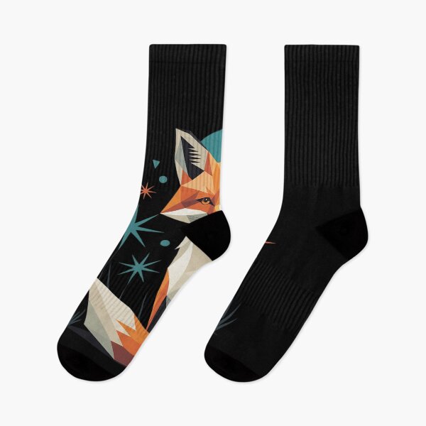 Item preview, Retro Mid Century Geometric Fox with Starburst Accents designed and sold by countntenov.
