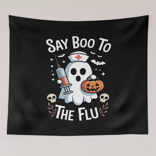Item preview, Retro Nurse Ghost Halloween Vaccine Say Boo to The Flu designed and sold by countntenov.