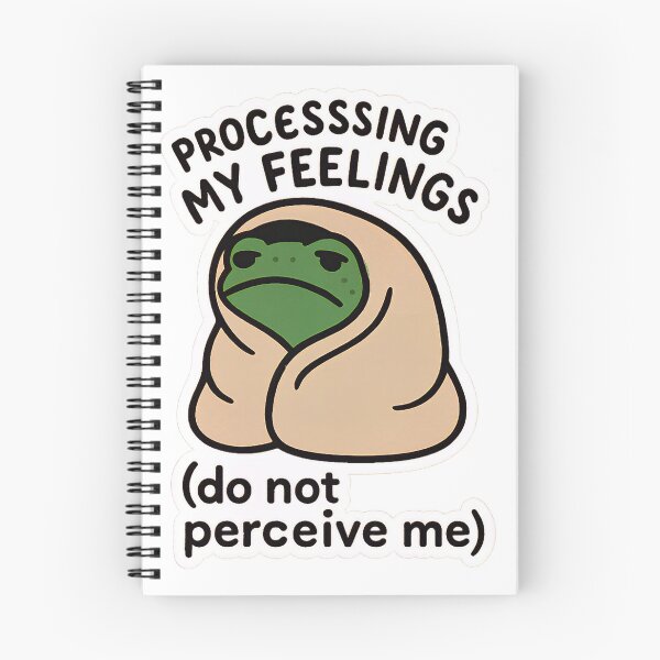 Item preview, Funny Frog Mental Health Meme Sticker Processing Feelings designed and sold by ArcanePrintsxo.