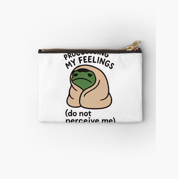 Item preview, Funny Frog Mental Health Meme Sticker Processing Feelings designed and sold by ArcanePrintsxo.