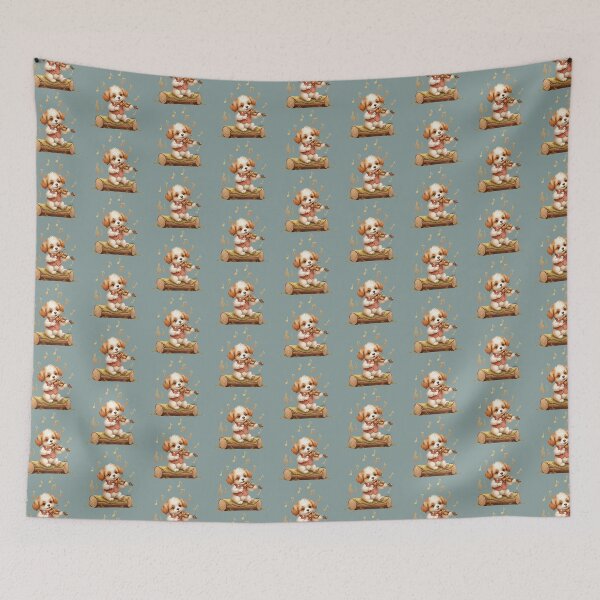 Item preview, Adorable Puppy Musician Playing the Violin with Golden Notes. designed and sold by DakotaPoppin.