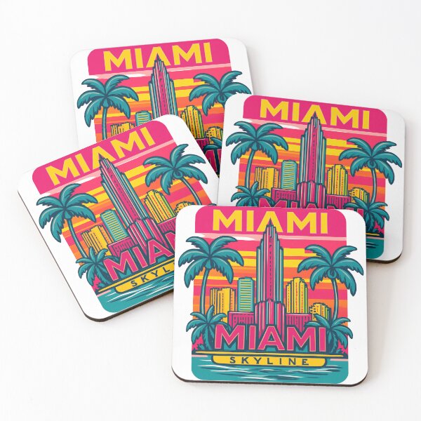 Item preview, Miami Skyline Design – Tropical Cityscape Sunset Illustration designed and sold by Chippychips1.