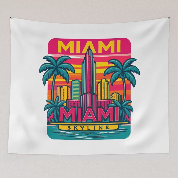 Item preview, Miami Skyline Design – Tropical Cityscape Sunset Illustration designed and sold by Chippychips1.