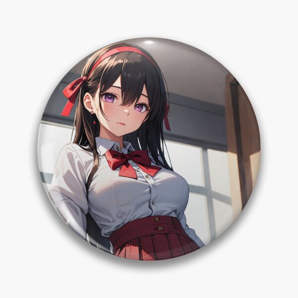 Item preview, Sawashiro Rina Roshutsu Kanojo - Elegante arte de colegiala de anime a cuadros rojos designed and sold by iloveanimechibi.