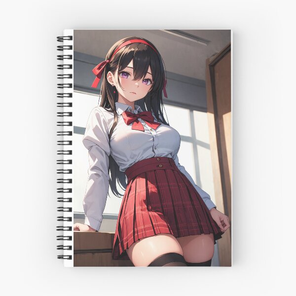 Item preview, Sawashiro Rina Roshutsu Kanojo - Elegant Red Plaid Anime Schoolgirl Art designed and sold by iloveanimechibi.
