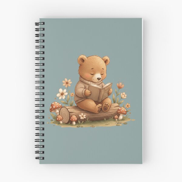 Item preview, Adorable Teddy Bear Reading Books on a Forest Log designed and sold by DakotaPoppin.