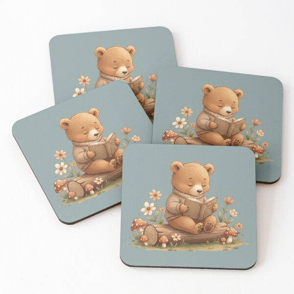 Item preview, Adorable Teddy Bear Reading Books on a Forest Log designed and sold by DakotaPoppin.