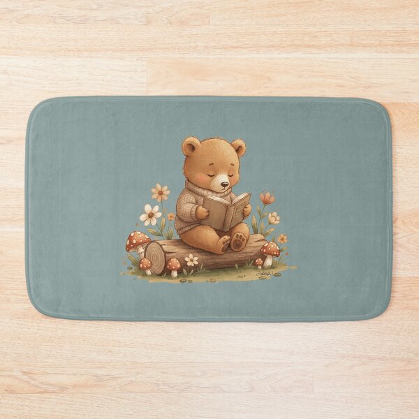 Item preview, Adorable Teddy Bear Reading Books on a Forest Log designed and sold by DakotaPoppin.