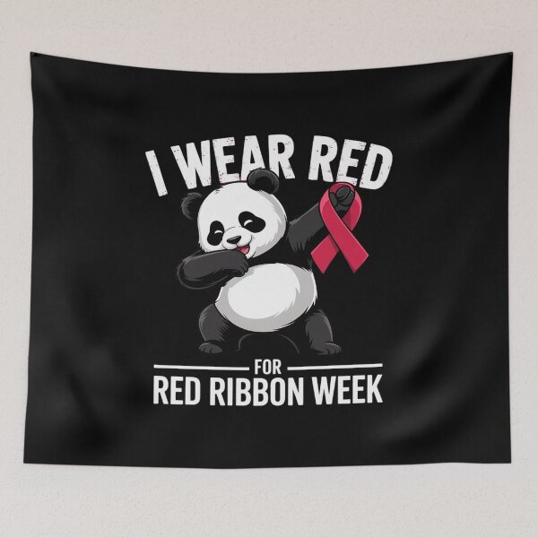 Item preview, Cute Dabbing Panda We Wear Red For Red Ribbon Week Awareness designed and sold by repconomArt.