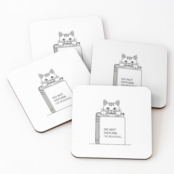 Item preview, Do Not Disturb I'm Reading Black Cat Bookworm Minimalist Outline Art designed and sold by LoveDesignMania.