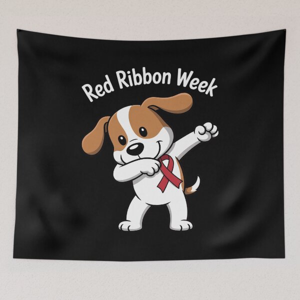 Item preview, Dabbing Dog We Wear Red For Red Ribbon Week Awareness designed and sold by repconomArt.