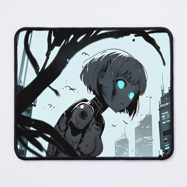 Item preview, ECHO: Monochrome Urban Silhouette Lookout | Cute Cyberpunk Anime Girl designed and sold by Sytrics.