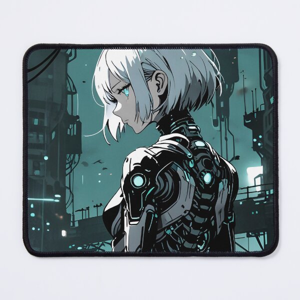 Item preview, ECHO: Monochrome Cybernetic Spine Industrial Profile | Cute Cyberpunk Anime Girl designed and sold by Sytrics.