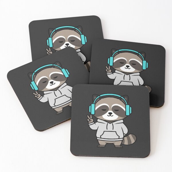 Item preview, Cool Raccoon Peace Vibes Illustration – Hoodie Raccoon with Headphones | Cute Street Cartoon Art designed and sold by ColorSplash123.