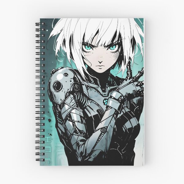 Item preview, ECHO: Monochrome Powerful Front Facing Expression | Cute Cyberpunk Anime Girl designed and sold by Sytrics.