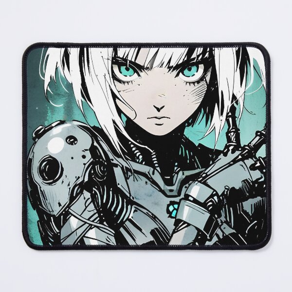 Item preview, ECHO: Monochrome Powerful Front Facing Expression | Cute Cyberpunk Anime Girl designed and sold by Sytrics.