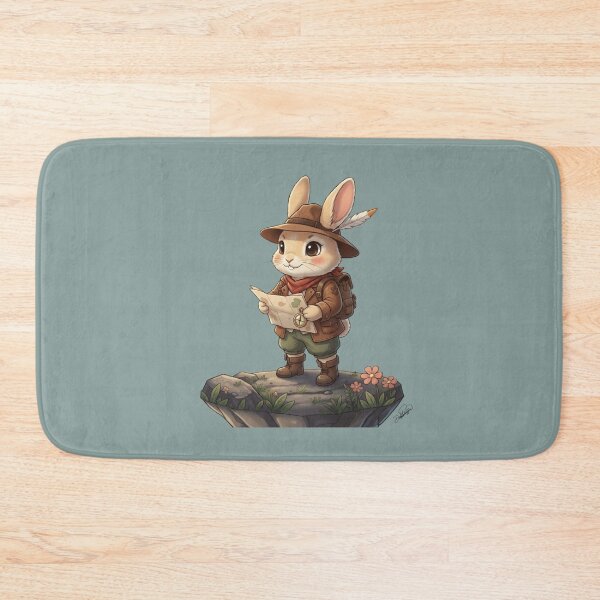 Item preview, Cute Adventurous Bunny with Map and Compass on Rock. designed and sold by DakotaPoppin.