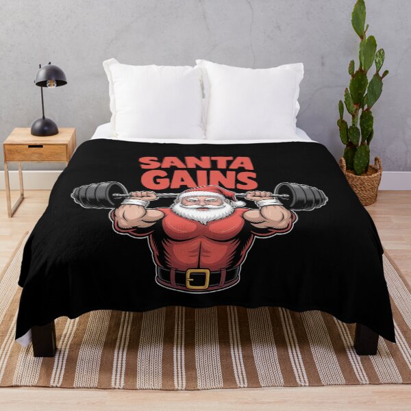 Item preview, Santa Gains Festive Barbell Lifting Holiday Cheer Slogan designed and sold by genkihikki.