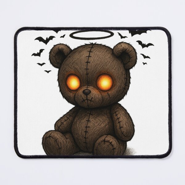 Item preview, Creepy Teddy Bear with Glowing Eyes and Halo designed and sold by Mouraludia.