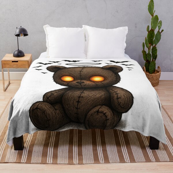 Item preview, Creepy Teddy Bear with Glowing Eyes and Halo designed and sold by Mouraludia.