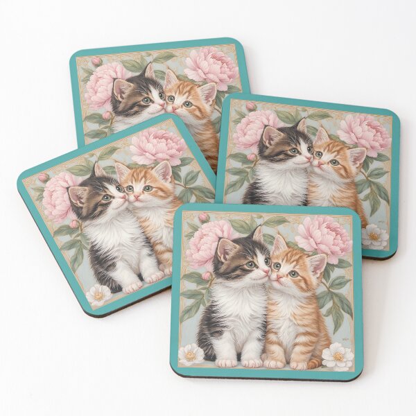Item preview, A couple of cute kittens among the peonies. designed and sold by Natalia-Vlad.