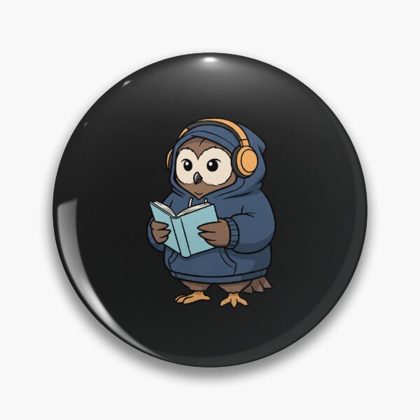 Item preview, Calm Night Owl Illustration – Hoodie Owl with Headphones Reading Book | Late Night Cartoon Art designed and sold by ColorSplash123.