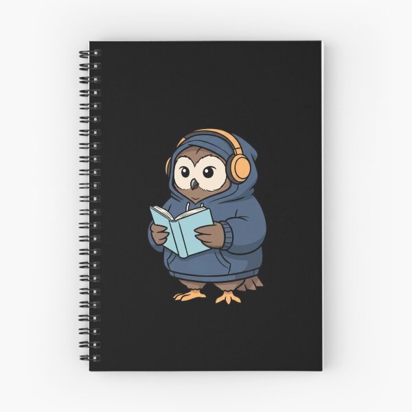 Item preview, Calm Night Owl Illustration – Hoodie Owl with Headphones Reading Book | Late Night Cartoon Art designed and sold by ColorSplash123.