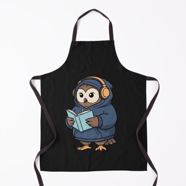 Item preview, Calm Night Owl Illustration – Hoodie Owl with Headphones Reading Book | Late Night Cartoon Art designed and sold by ColorSplash123.