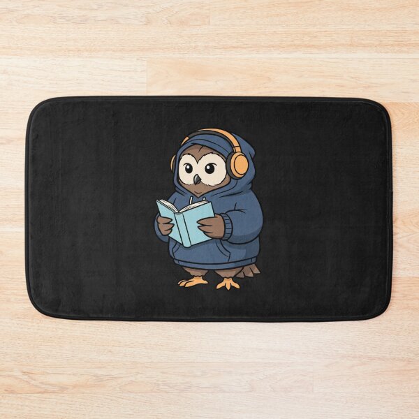 Item preview, Calm Night Owl Illustration – Hoodie Owl with Headphones Reading Book | Late Night Cartoon Art designed and sold by ColorSplash123.
