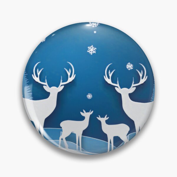 Item preview, 3D Deer Family Festive holiday snowflakes, cool blue paper cutouts, minimalist blue colour palette, holiday winter landscape, winter holiday season decor  designed and sold by navitalidesign.