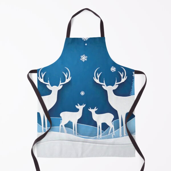 Item preview, 3D Deer Family Festive holiday snowflakes, cool blue paper cutouts, minimalist blue colour palette, holiday winter landscape, winter holiday season decor designed and sold by navitalidesign.