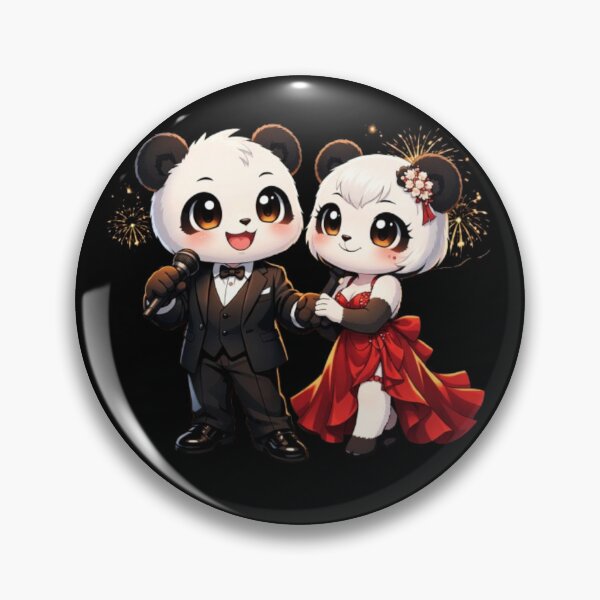 Item preview, “Elegant Panda Couple – Anime New Year Party Romance” designed and sold by CutePearlStudio.