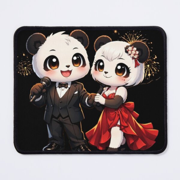 Item preview, “Elegant Panda Couple – Anime New Year Party Romance” designed and sold by CutePearlStudio.
