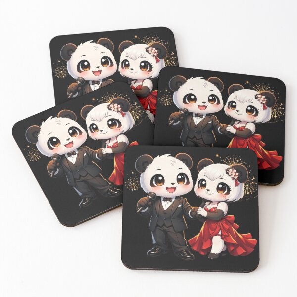 Item preview, “Elegant Panda Couple – Anime New Year Party Romance” designed and sold by CutePearlStudio.
