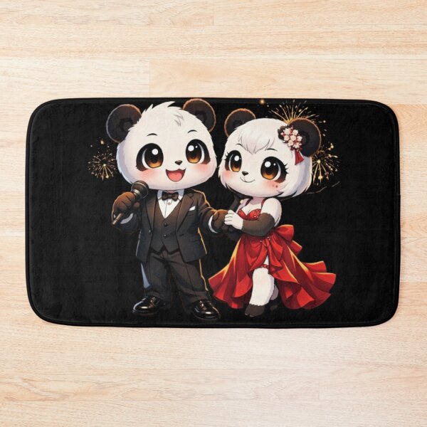 Item preview, “Elegant Panda Couple – Anime New Year Party Romance” designed and sold by CutePearlStudio.