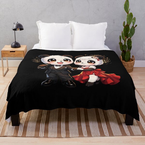 Item preview, “Elegant Panda Couple – Anime New Year Party Romance” designed and sold by CutePearlStudio.
