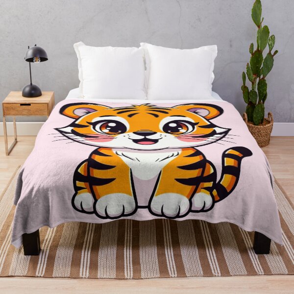 Item preview, Adorable Kawaii Style Baby Tiger - Soft Pink Background designed and sold by Blooms & Paws Haven .