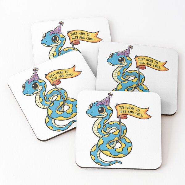 Item preview, “Just Here to Hiss and Chill – Funny Ball Python Cartoon T-Shirt” designed and sold by Muzgle.