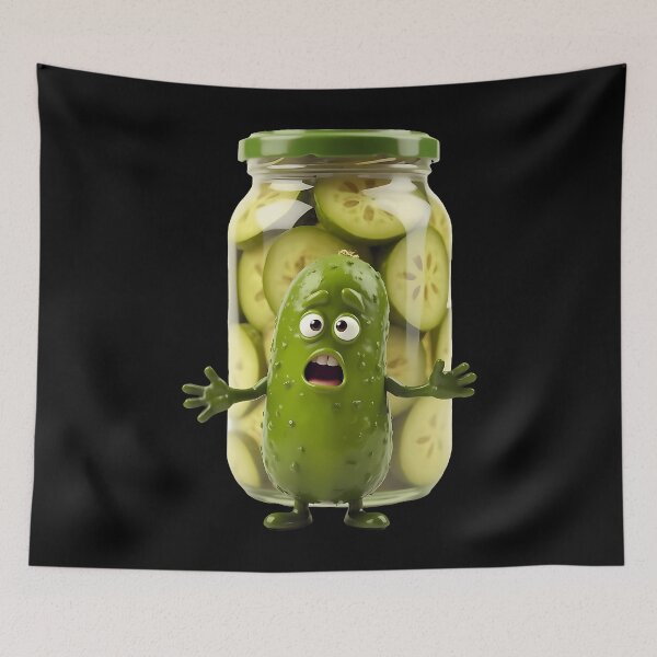 Item preview, Funny Pickle Cartoon Cucumber Jar Of Sliced Pickles designed and sold by jayeshainch.