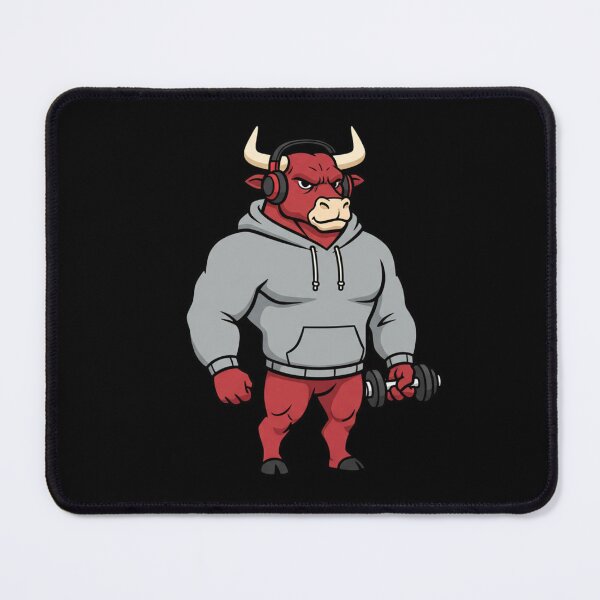 Item preview, Hustle Bull Street Fitness Illustration – Strong Bull in Hoodie with Headphones | Gym Mindset Cartoon Art designed and sold by ColorSplash123.