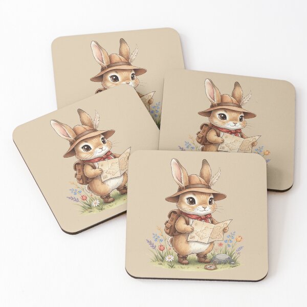 Item preview, Watercolor Explorer Rabbit Reading Map in Flower Field designed and sold by DakotaPoppin.