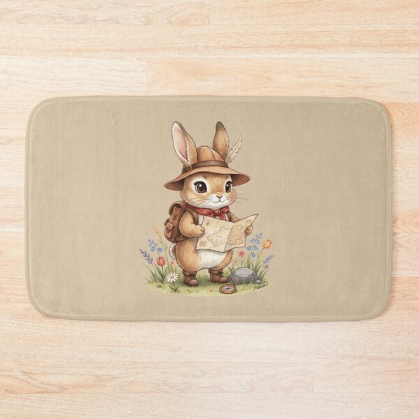 Item preview, Watercolor Explorer Rabbit Reading Map in Flower Field designed and sold by DakotaPoppin.