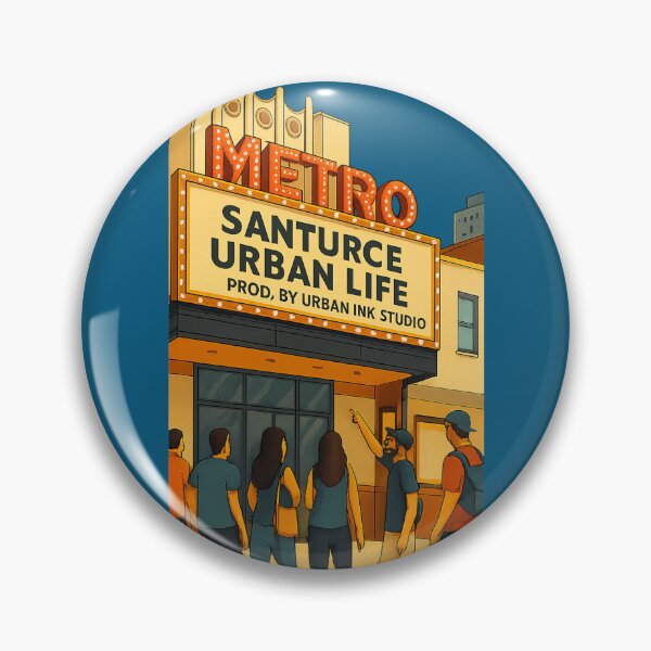 Item preview, CINE METRO - Santurce Urban Life - Vintage Art designed and sold by Urban-InkStudio.