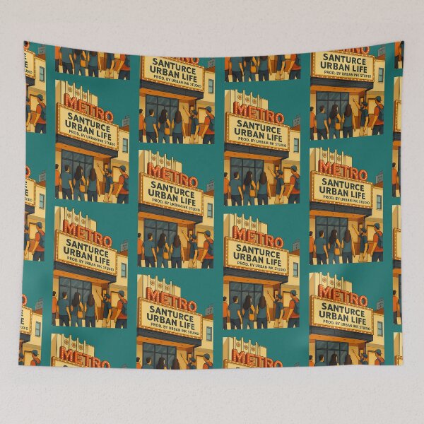 Item preview, CINE METRO - Santurce Urban Life - Vintage Art designed and sold by Urban-InkStudio.