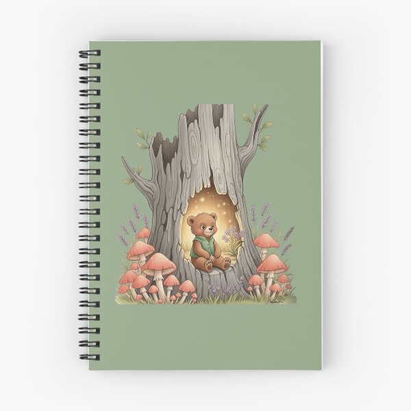 Item preview, Tender Explorer Bear Rests on His Cozy Tree Trunk in the Magic Forest designed and sold by DakotaPoppin.