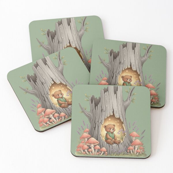 Item preview, Tender Explorer Bear Rests on His Cozy Tree Trunk in the Magic Forest designed and sold by DakotaPoppin.