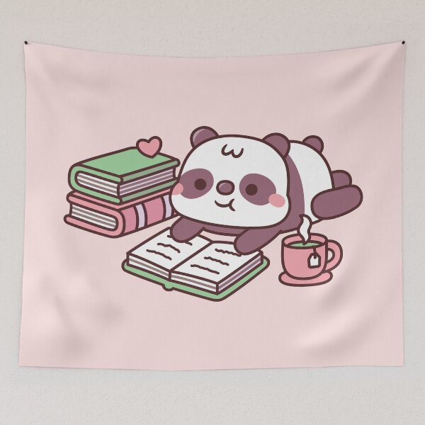 Item preview, Cute Panda Bear Chilling With Books And Tea designed and sold by rustydoodle.